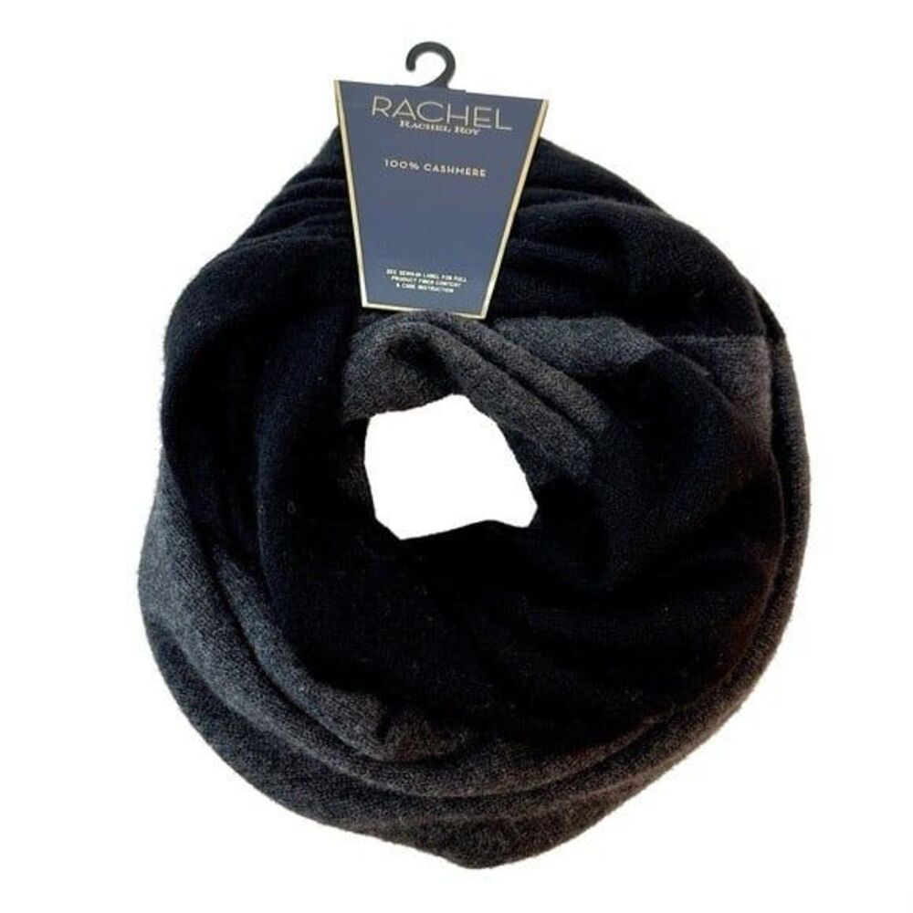 100% Cashmere 2-Tone Infinity Scarf in black & grey